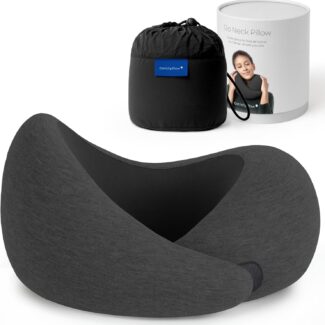 Ostrichpillow Go Neck Pillow, Travel Pillows for Airplanes, Premium Memory Foam Travel Pillow, 360º Ergonomic Design, Asymmetrical Sides, Travel Bag Included, Washable Modal Cover