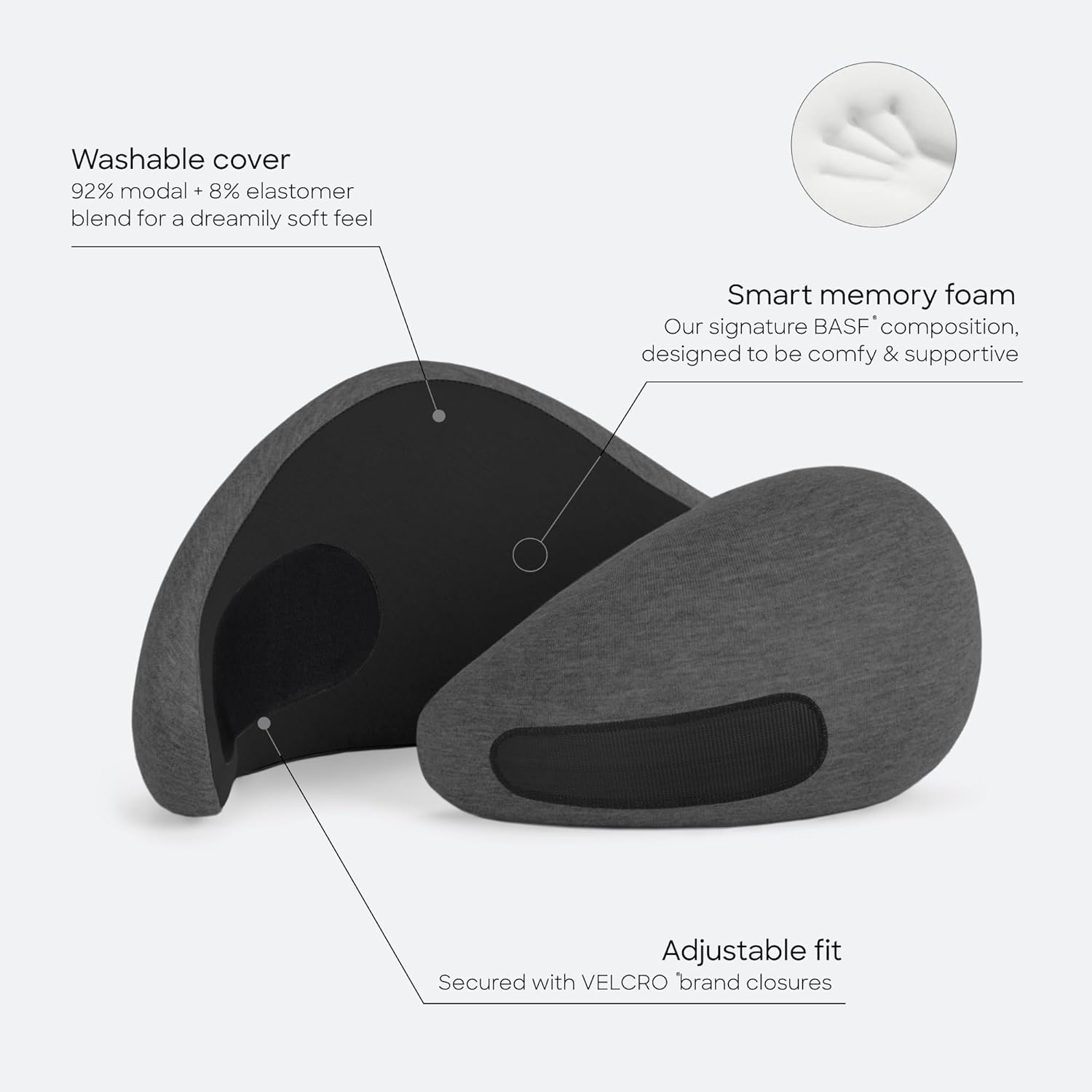 Ostrichpillow Go Neck Pillow, Travel Pillows for Airplanes, Premium Memory Foam Travel Pillow, 360º Ergonomic Design, Asymmetrical Sides, Travel Bag Included, Washable Modal Cover - Image 3