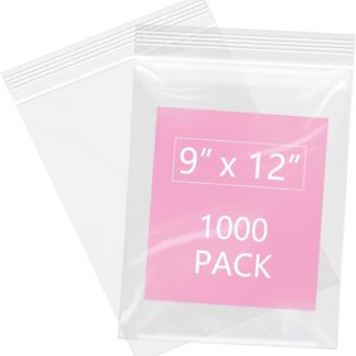 iMailer - 1000 Pcs- 9" x 12" Clear Zip Bags - Reclosable Plastic Zip Poly Bags for A4, Letter Sized Documents, Clothing