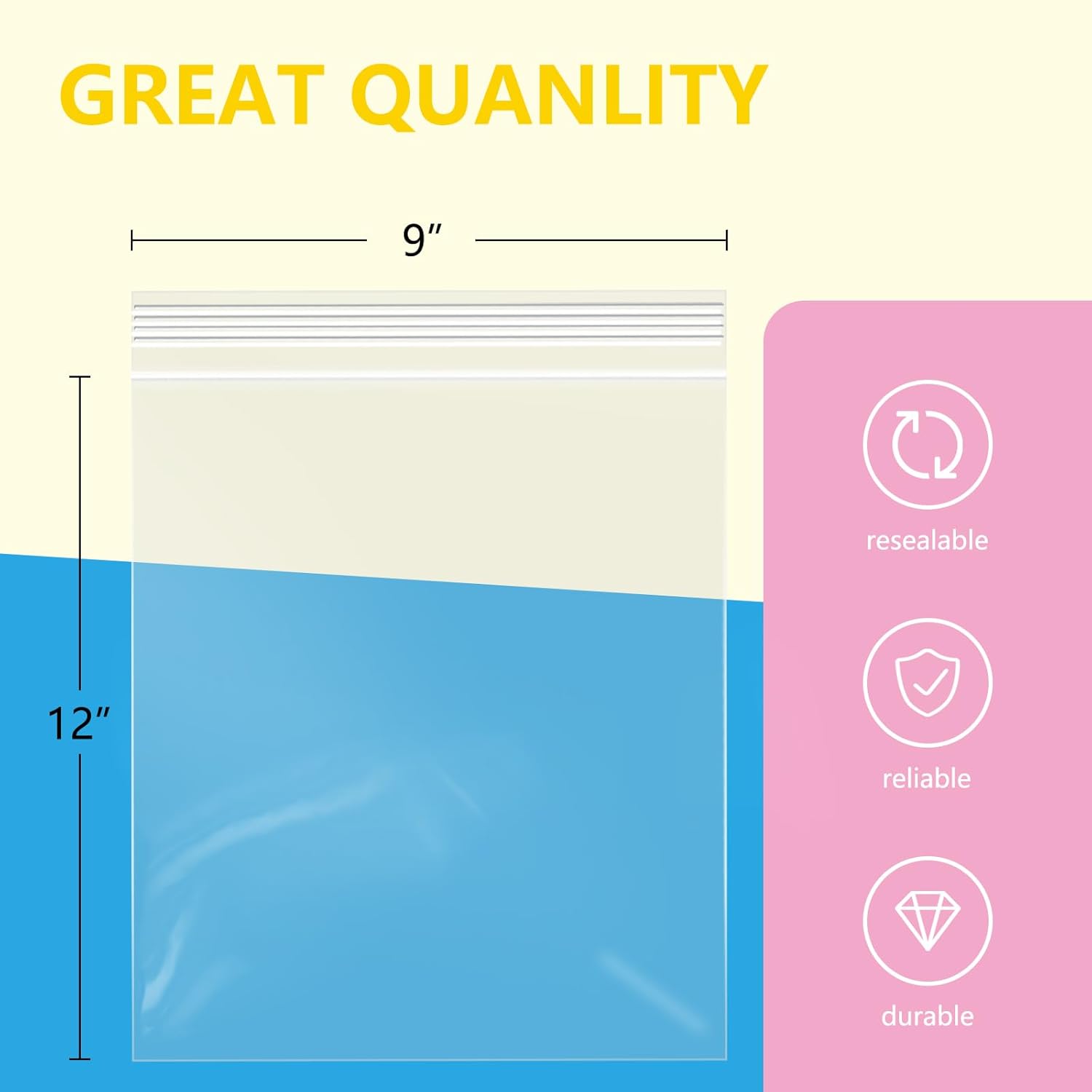 iMailer - 1000 Pcs- 9" x 12" Clear Zip Bags - Reclosable Plastic Zip Poly Bags for A4, Letter Sized Documents, Clothing - Image 2